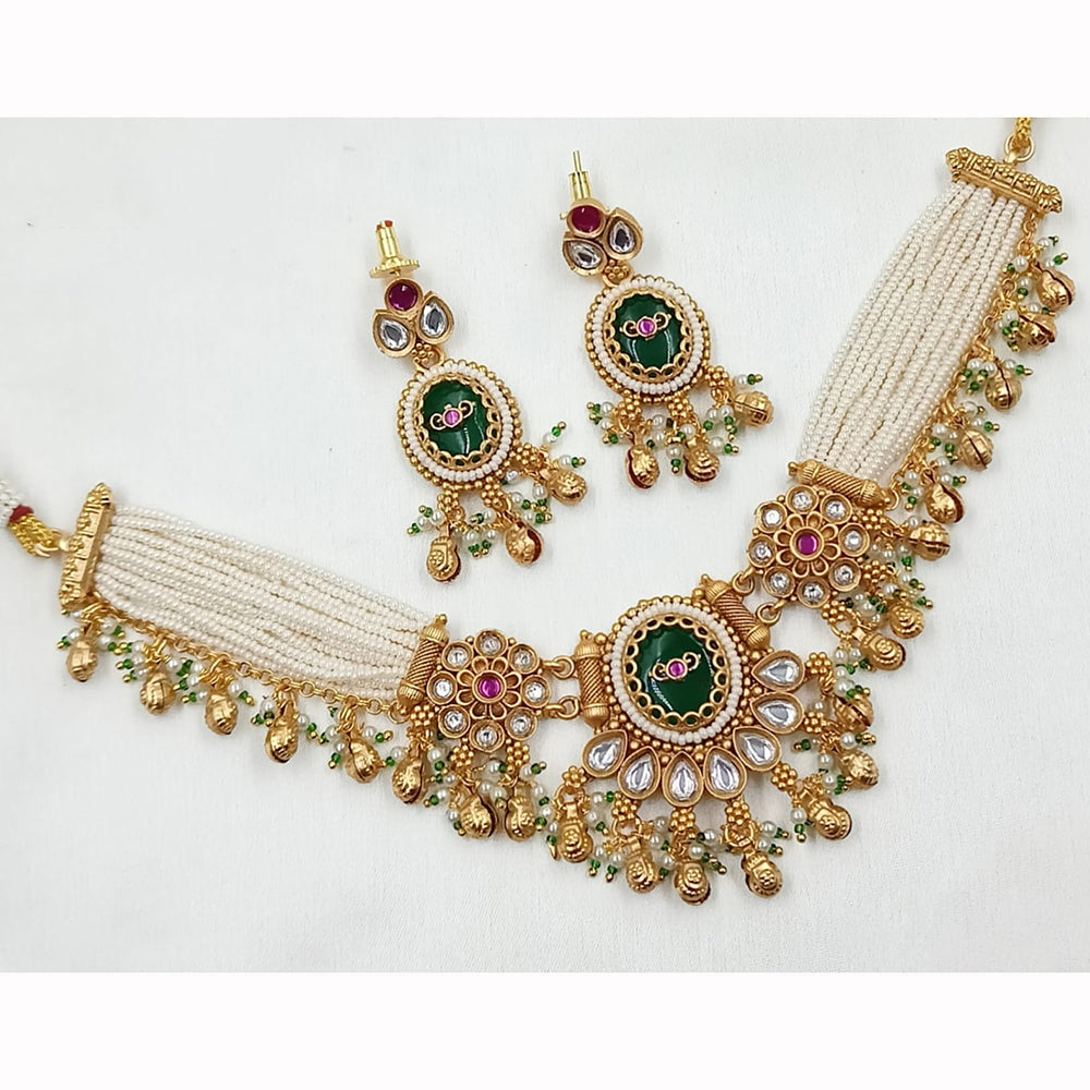 NAFJ Shimmering Crystal And Pota Stone Pearl Beaded Necklace Set