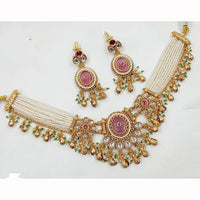 NAFJ Shimmering Crystal And Pota Stone Pearl Beaded Necklace Set