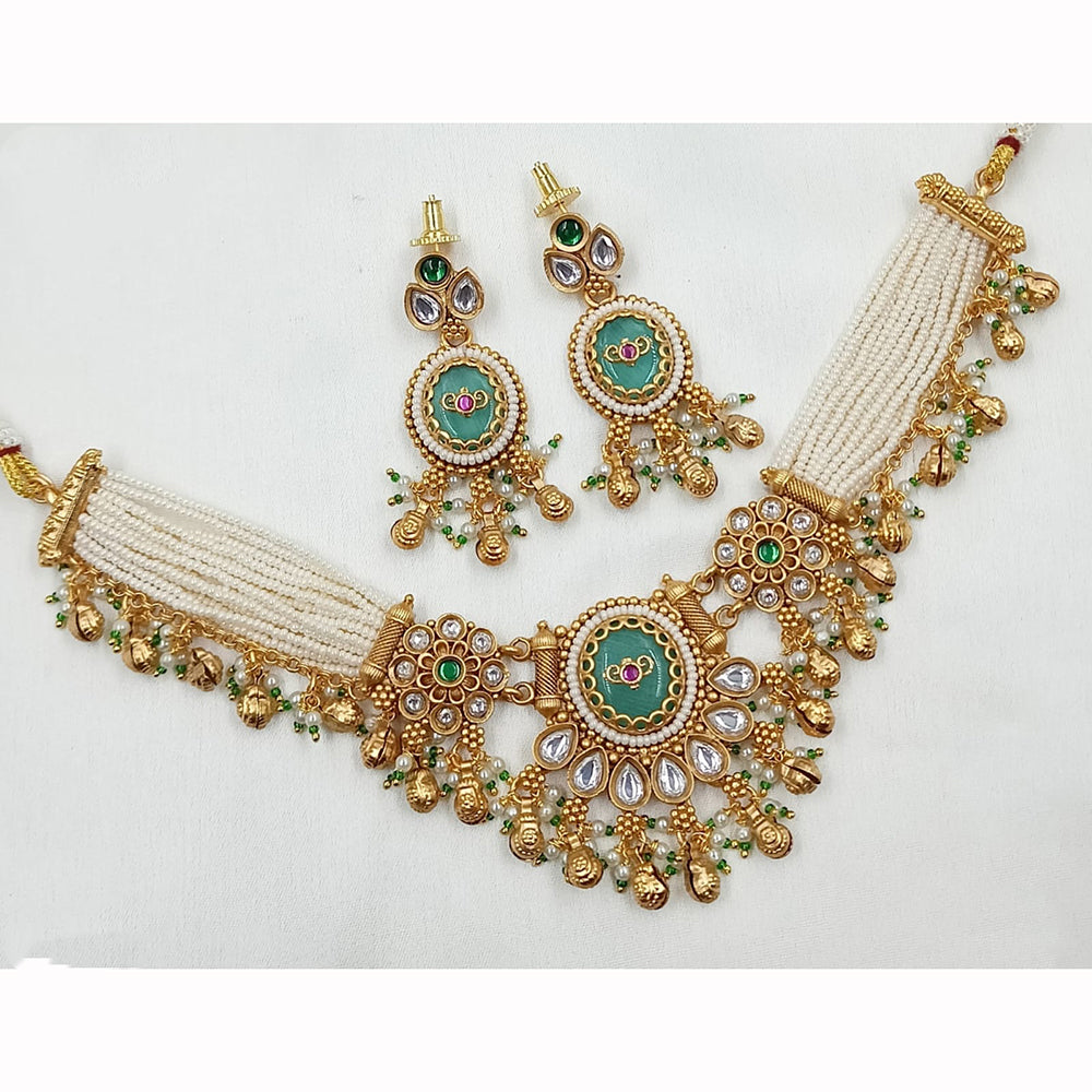 NAFJ Shimmering Crystal And Pota Stone Pearl Beaded Necklace Set