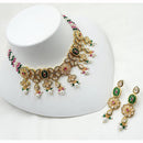 NAFJ Shimmering Crystal And Pota Stone Pearl Beaded Necklace Set