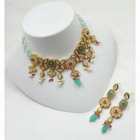 NAFJ Shimmering Crystal And Pota Stone Pearl Beaded Necklace Set