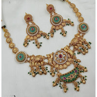 NAFJ Traditional Pota Stone Pearls And Beads Elephant Motif Necklace Set