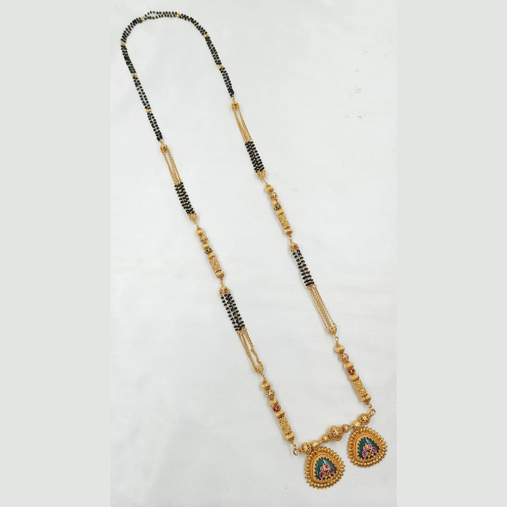 NAFJ Designer Black Pearl With Pota Stone Traditional Mangalsutra