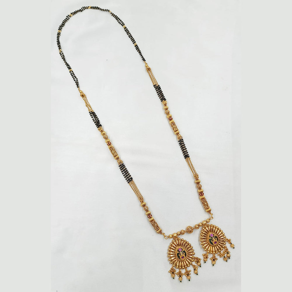 NAFJ Designer Black Pearl With Pota Stone Traditional Mangalsutra