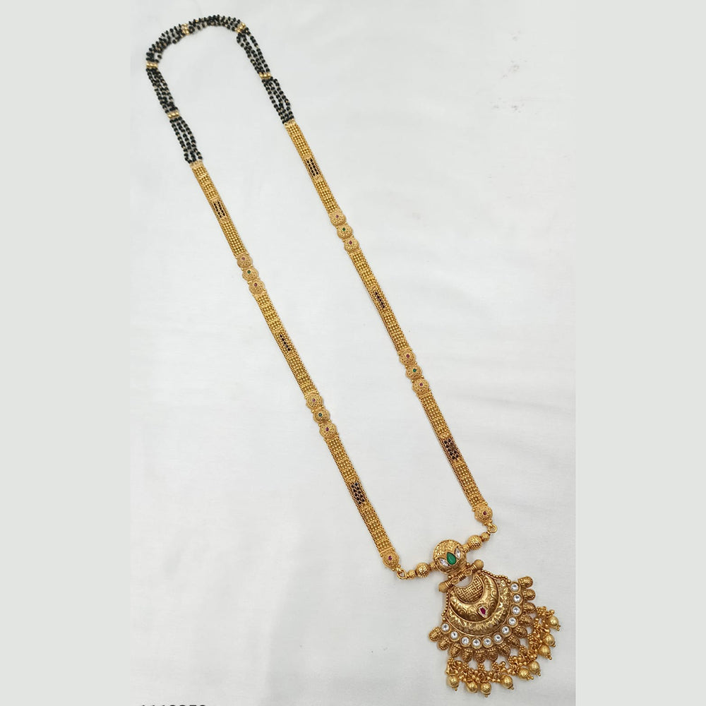 NAFJ Designer Black Pearl With Pota Stone Traditional Mangalsutra