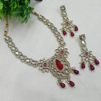 NAFJ Designer Polki Kundan Stone And Beads Necklace Set