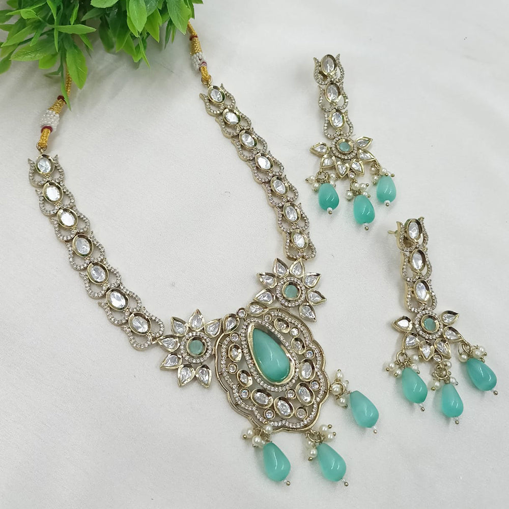 NAFJ Designer Polki Kundan Stone And Beads Necklace Set