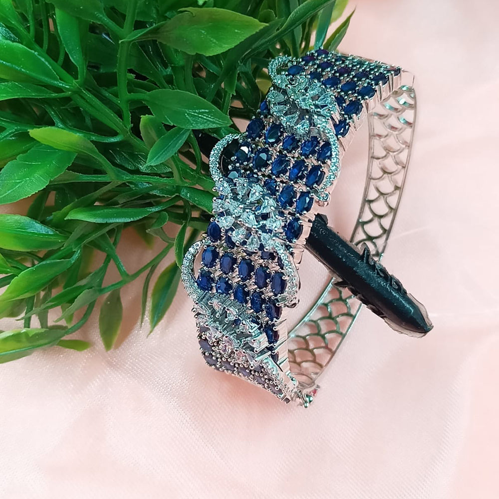 NAFJ Fashionable Rhodium Plated American Diamond Delicate Openable Bracelet