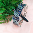 NAFJ Fashionable Rhodium Plated American Diamond Delicate Openable Bracelet