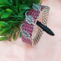 NAFJ Fashionable Rhodium Plated American Diamond Delicate Openable Bracelet