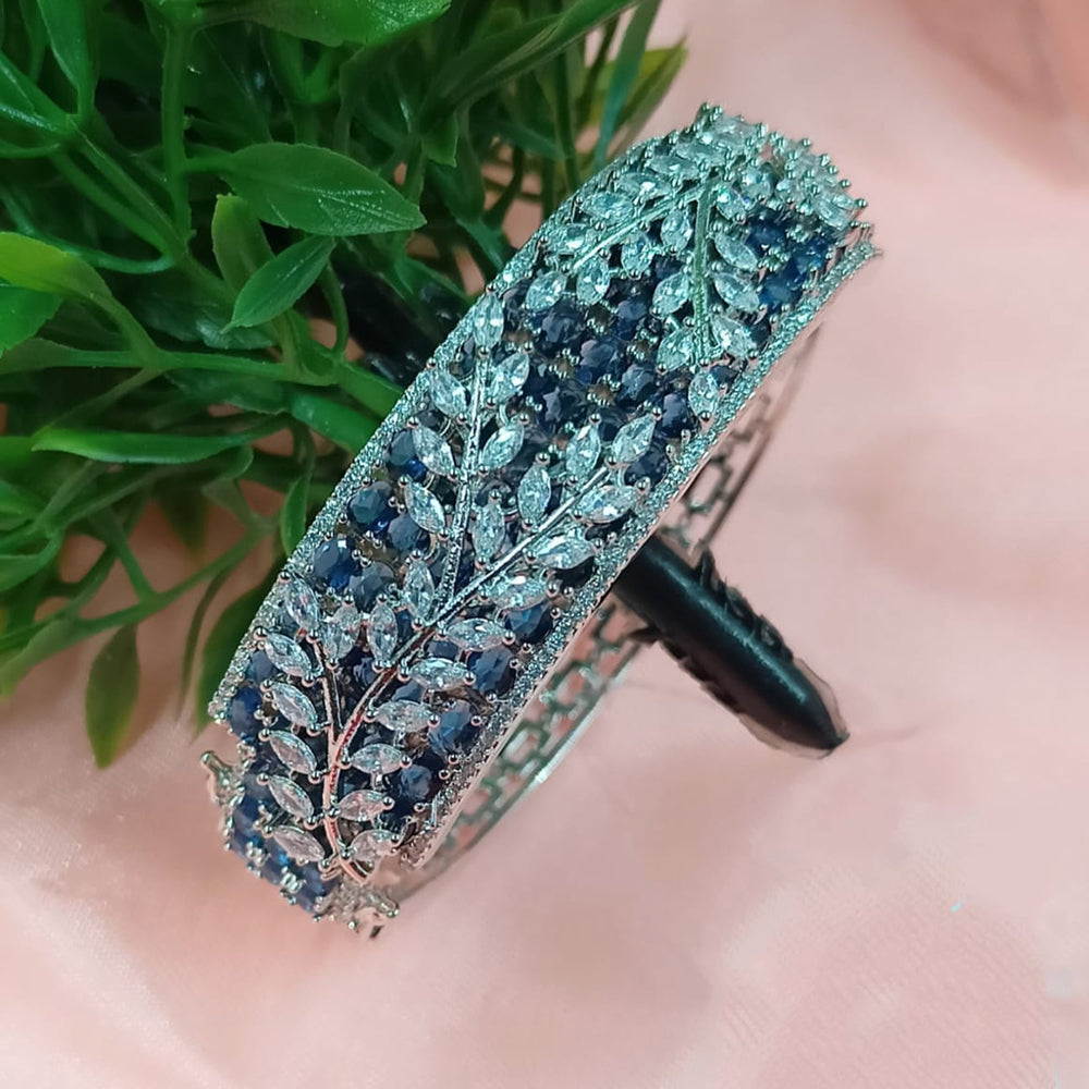 NAFJ Fashionable Rhodium Plated American Diamond Delicate Openable Bracelet