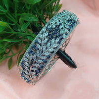 NAFJ Fashionable Rhodium Plated American Diamond Delicate Openable Bracelet