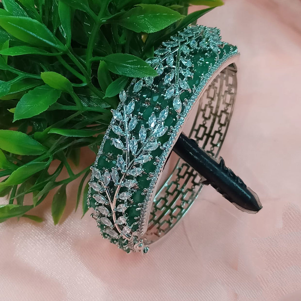 NAFJ Fashionable Rhodium Plated American Diamond Delicate Openable Bracelet