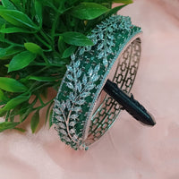 NAFJ Fashionable Rhodium Plated American Diamond Delicate Openable Bracelet