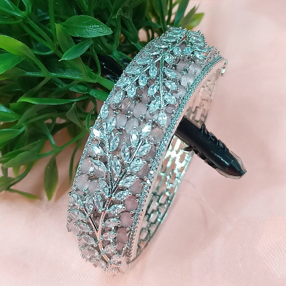 NAFJ Fashionable Rhodium Plated American Diamond Delicate Openable Bracelet