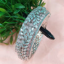 NAFJ Fashionable Rhodium Plated American Diamond Delicate Openable Bracelet