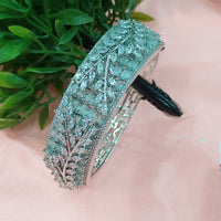 NAFJ Fashionable Rhodium Plated American Diamond Delicate Openable Bracelet
