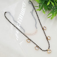 NAFJ Royal Pachi Kundan Stone Designer Black Beads Mangalsutra