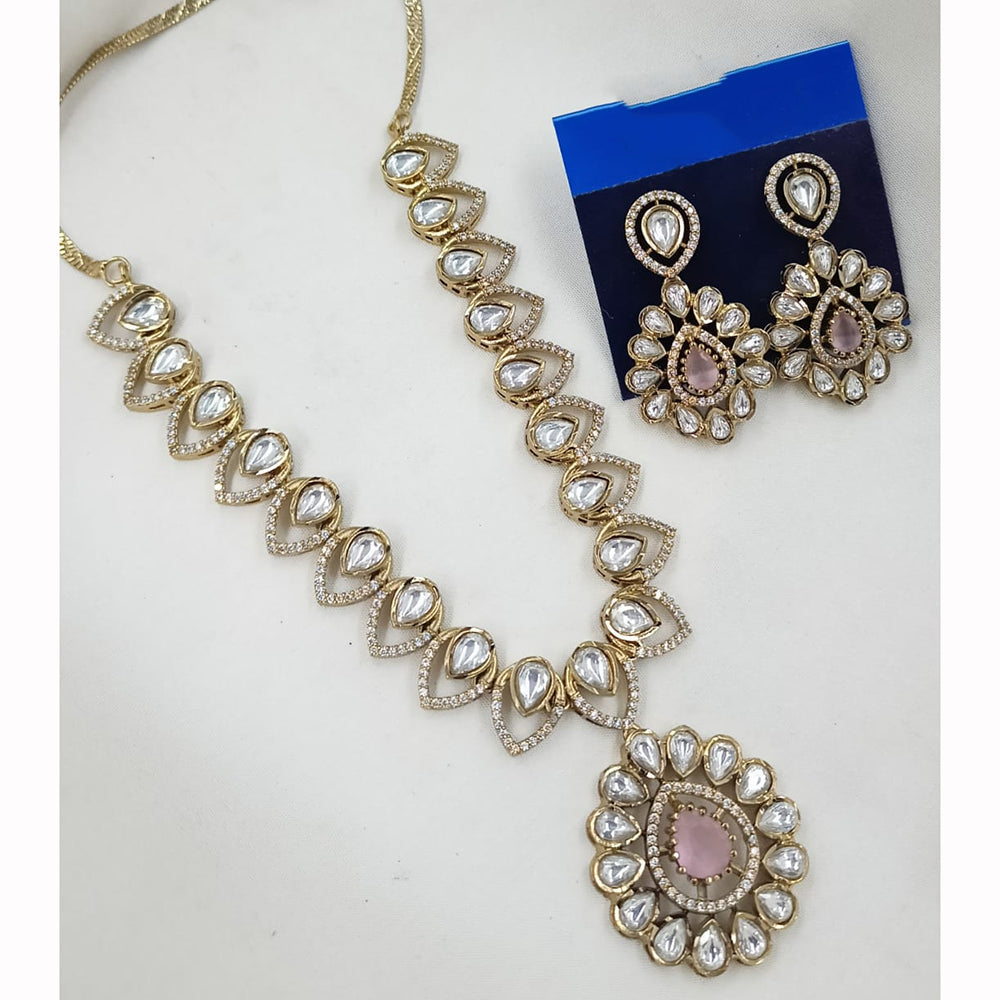 NAFJ Heritage Polki Kundan Stone Austrian Necklace Necklace Set