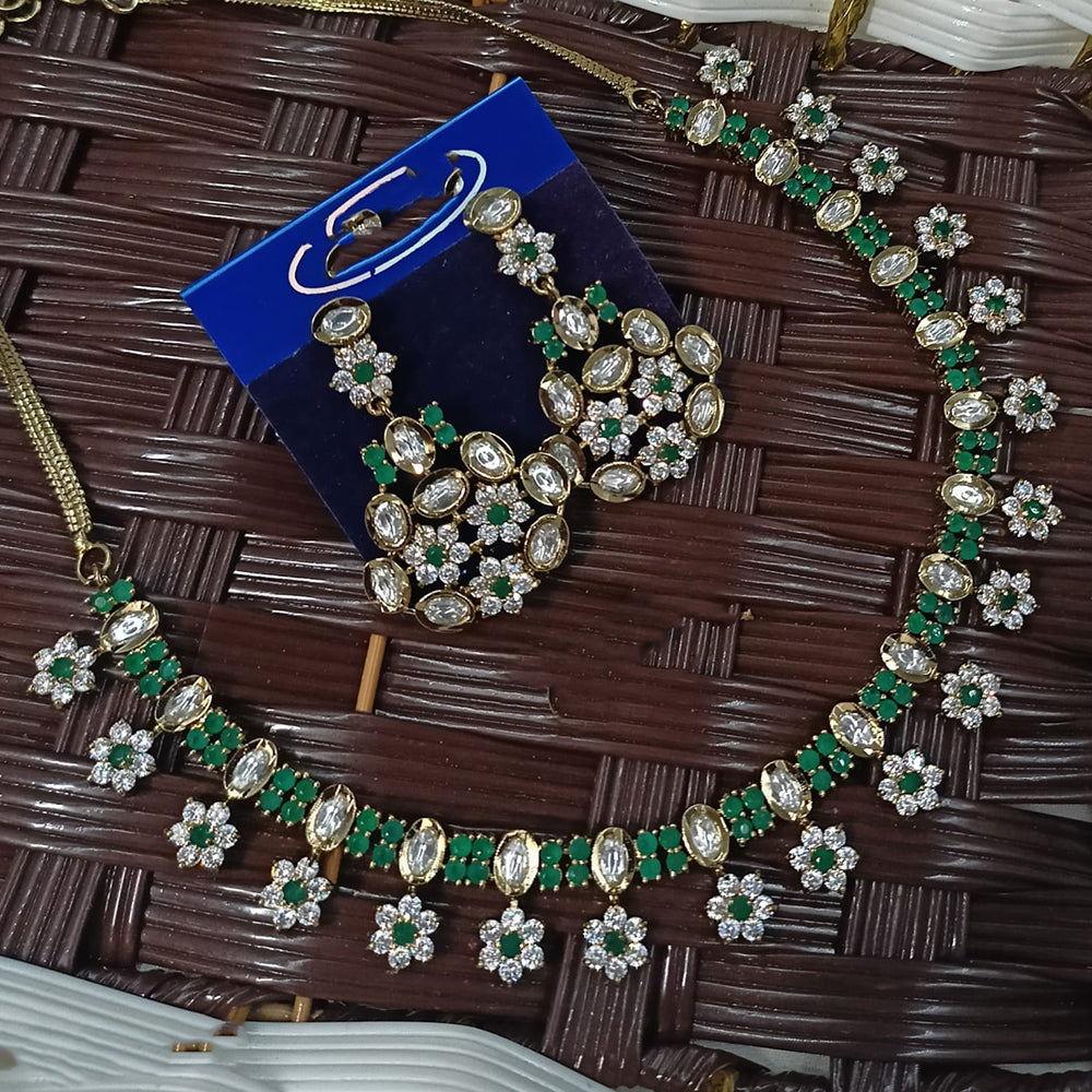 NAFJ Heritage Polki Kundan Stone Austrian Necklace Necklace Set