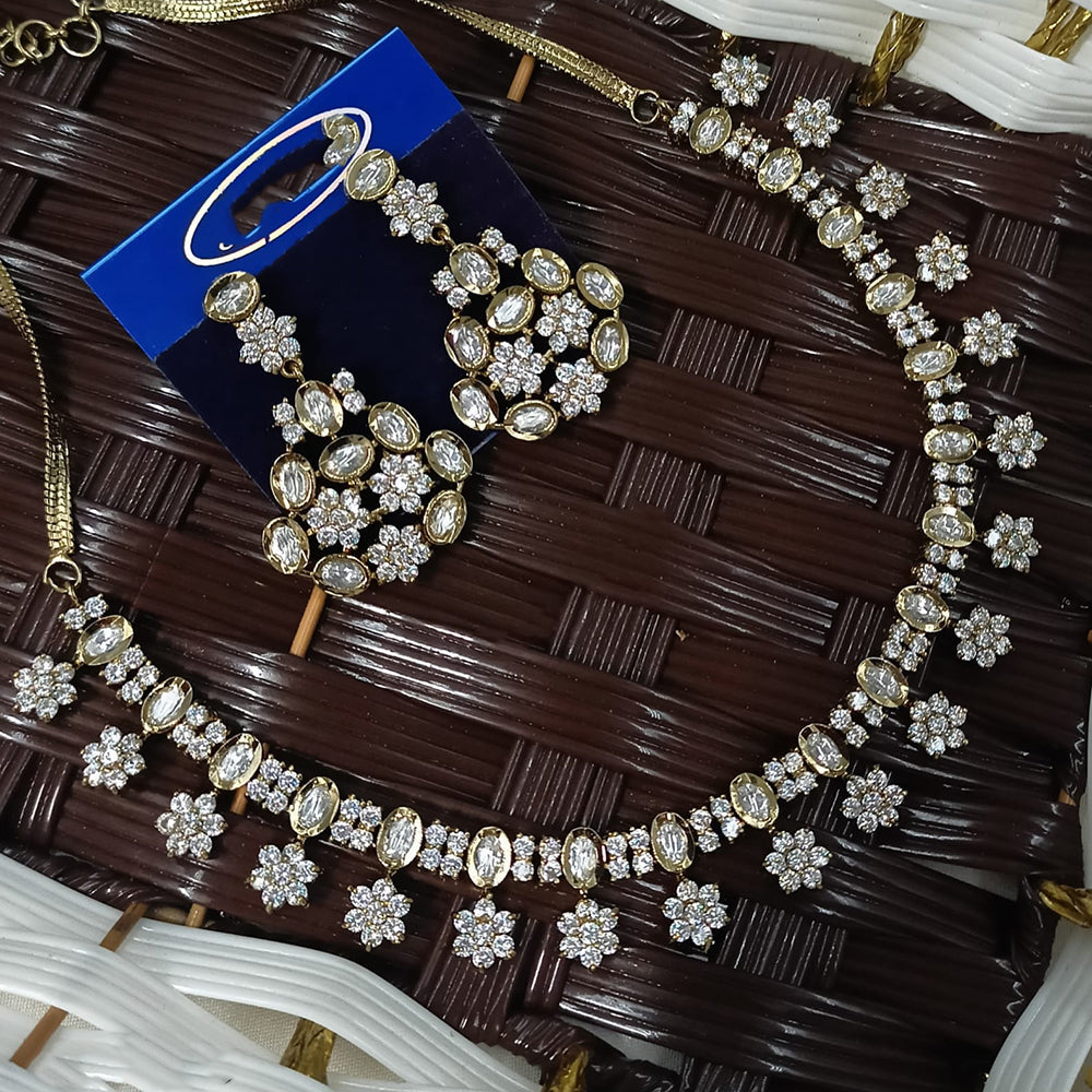 NAFJ Heritage Polki Kundan Stone Austrian Necklace Necklace Set