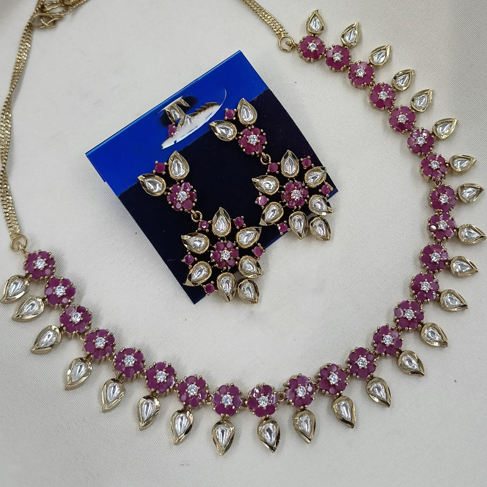 NAFJ Heritage Polki Kundan Stone Austrian Necklace Necklace Set