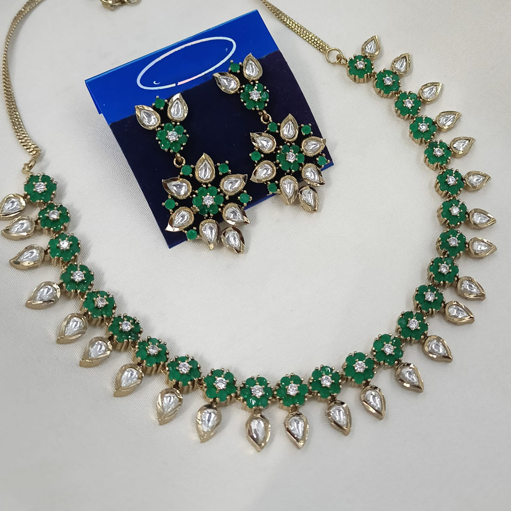 NAFJ Heritage Polki Kundan Stone Austrian Necklace Necklace Set