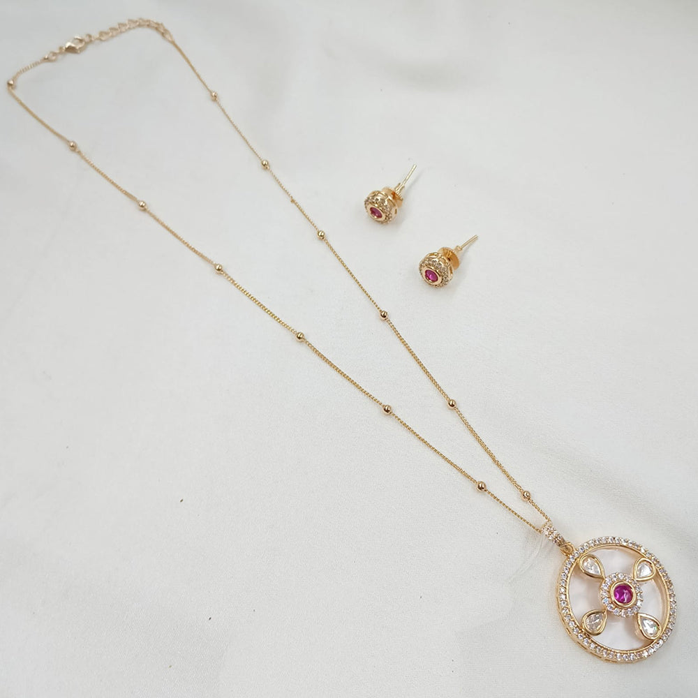 NAFJ Elegant Polki Kundan Stone Designer Pendant Set