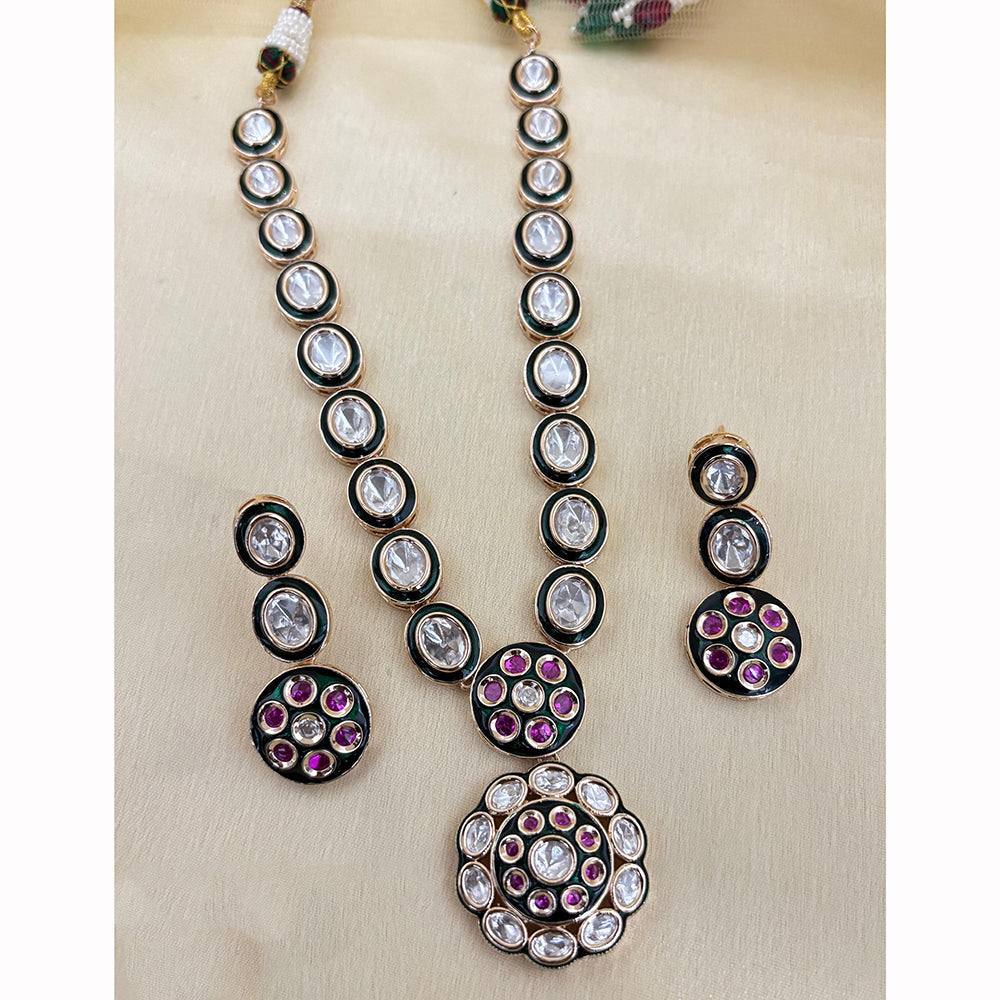 NAFJ Traditional Polki Kundan And Meenakari Designer Necklace Set