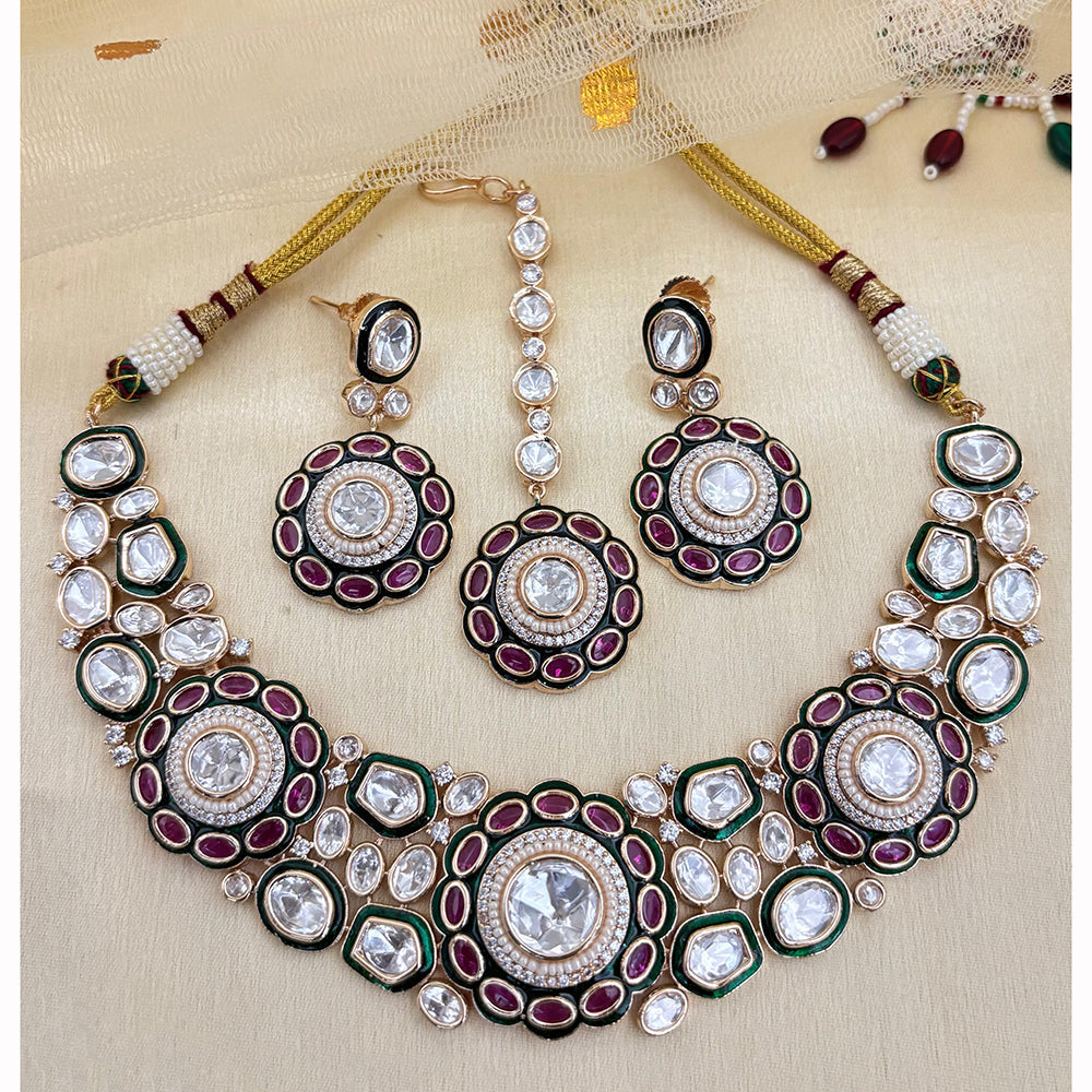 NAFJ Traditional Polki Kundan And Meenakari Designer Necklace Set