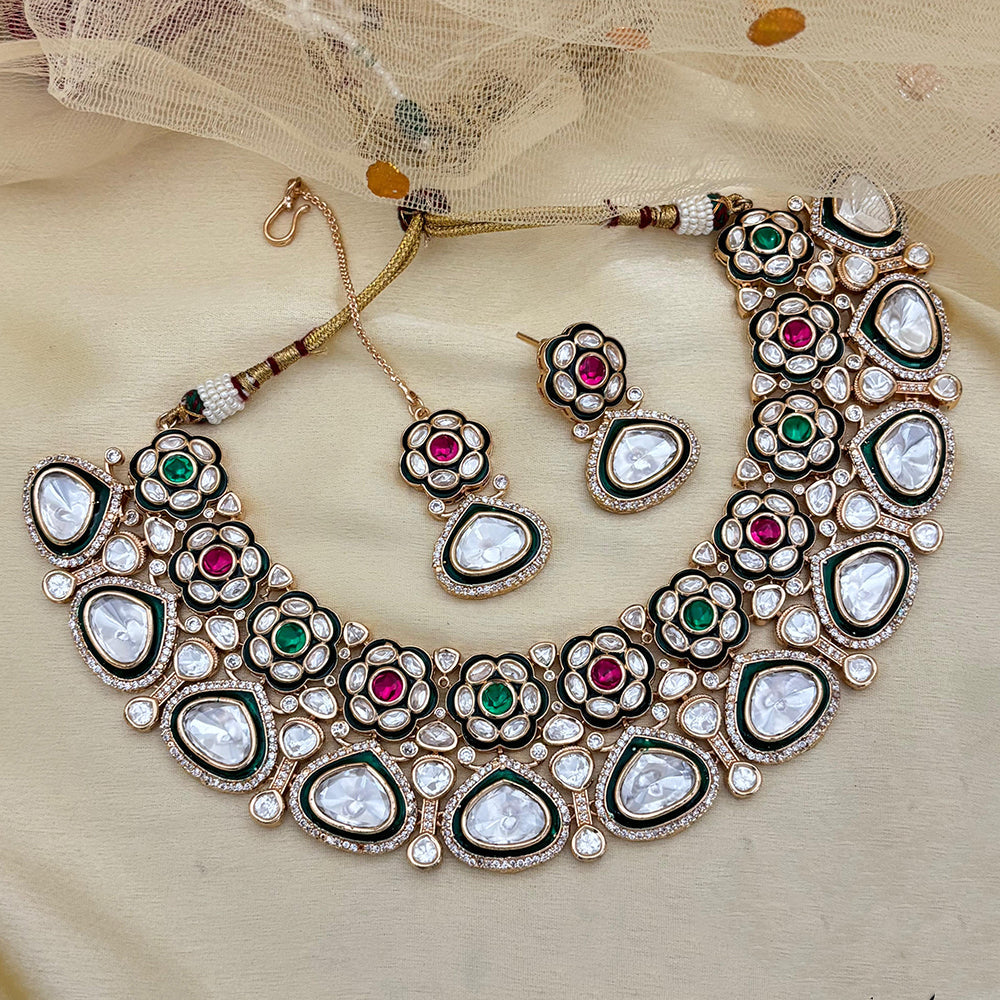 NAFJ Traditional Polki Kundan And Meenakari Designer Necklace Set