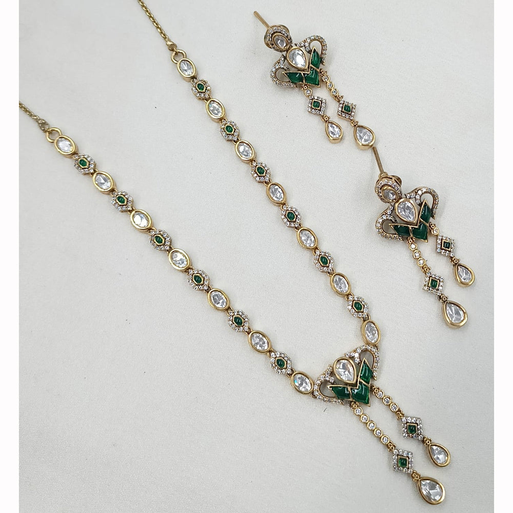 NAFJ Luxury Polki Kundan Stone And Austrian Designer Necklace Set