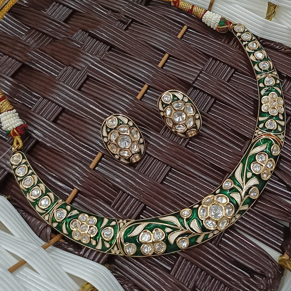 NAFJ Heritage Look Polki Kundan And Meenakari Necklace Set