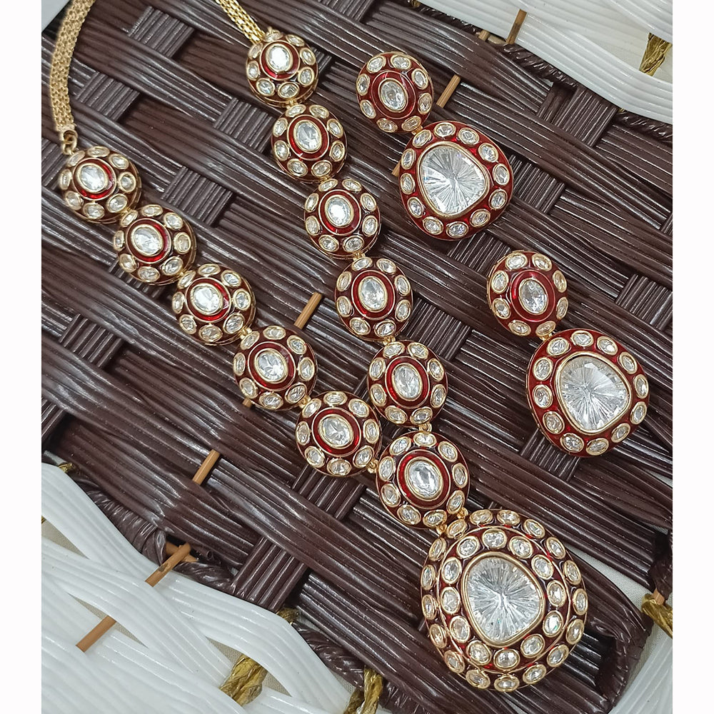NAFJ Traditional Polki Kundan And Meenakari Designer Necklace Set