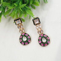 NAFJ Royal Look Polki Kundan Stone And Meenakari Dangler Earrings