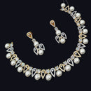 NAFJ Austrian Stone And Pearl Elegant Necklace Set