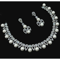 NAFJ Austrian Stone And Pearl Elegant Necklace Set