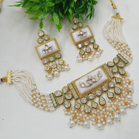 NAFJ Classic Pota Stone With Pearl Choker Necklace Set