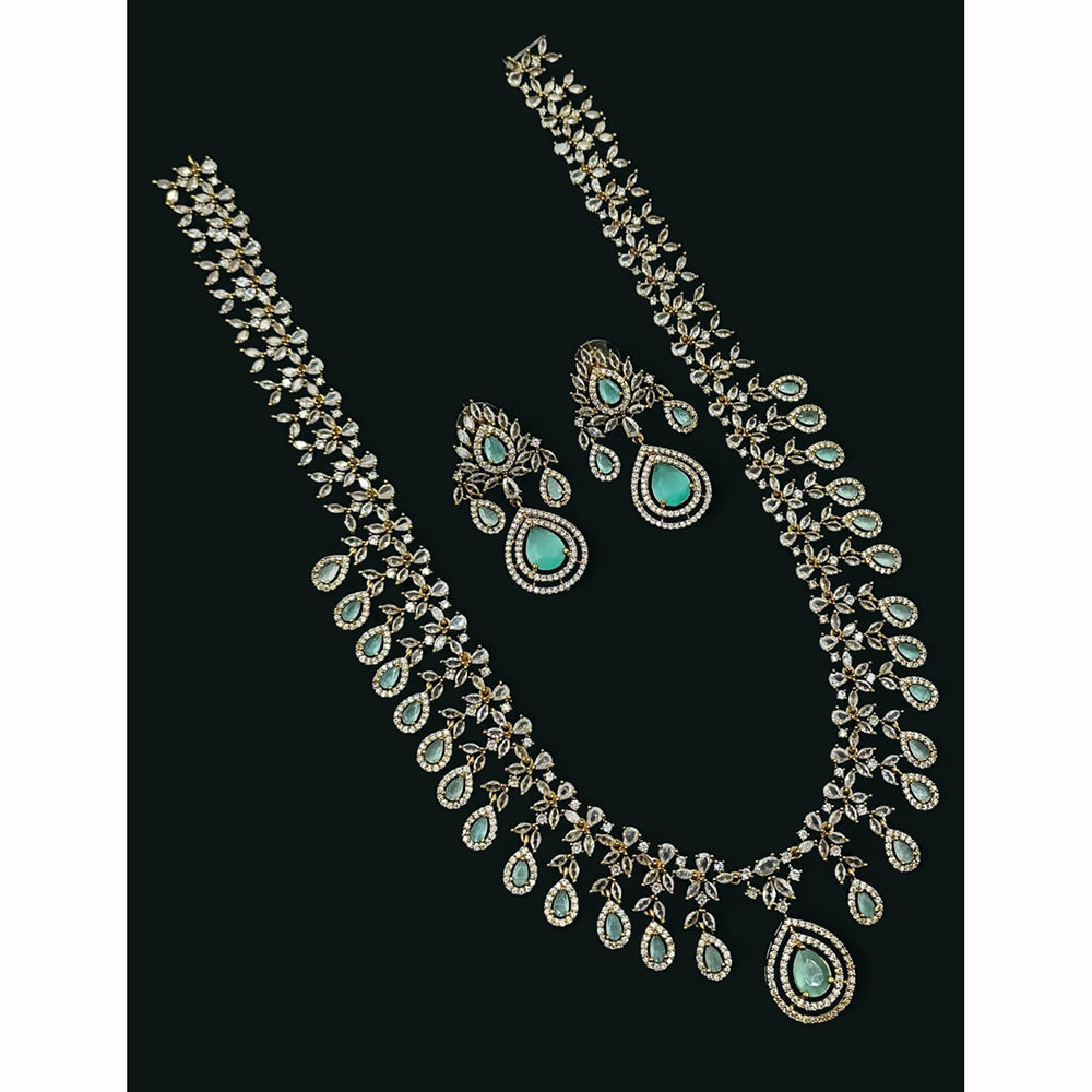 NAFJ Royal Look American Diamond Long Necklace Set