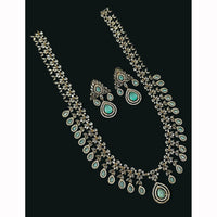 NAFJ Royal Look American Diamond Long Necklace Set