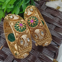 NAFJ Premium Pota Stone And Meenakari Openable Bangles Set
