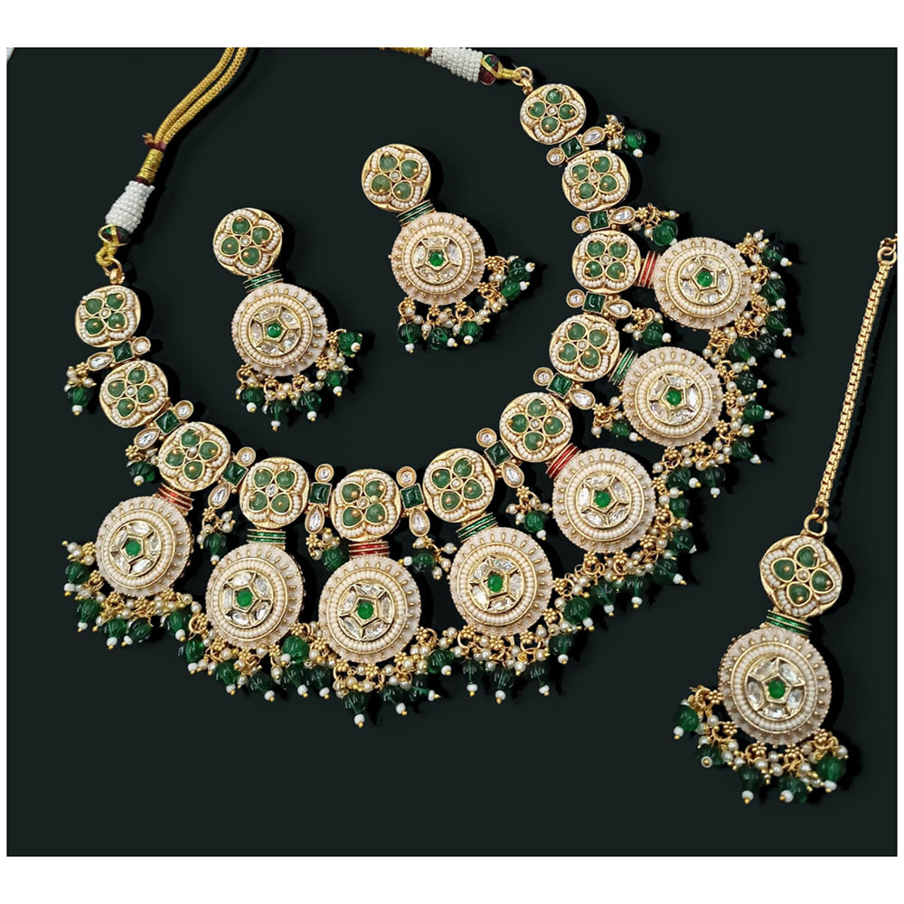 NAFJ Crystal Beads Pota Stone And Pearl Necklace Set