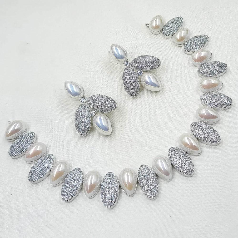 NAFJ Desinger Austrian Stone And Pearl Necklace Set