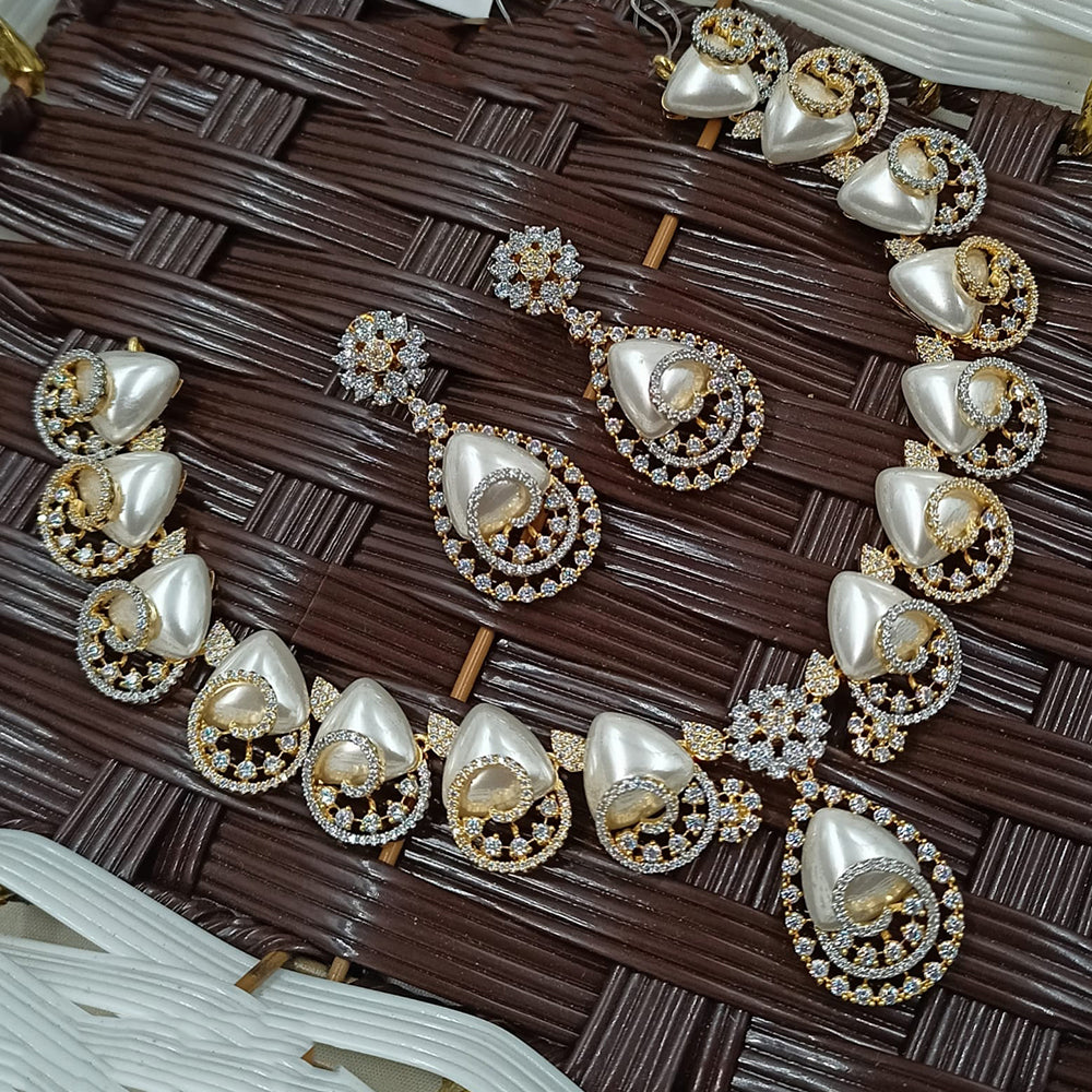 NAFJ Desinger Austrian Stone And Pearl Necklace Set