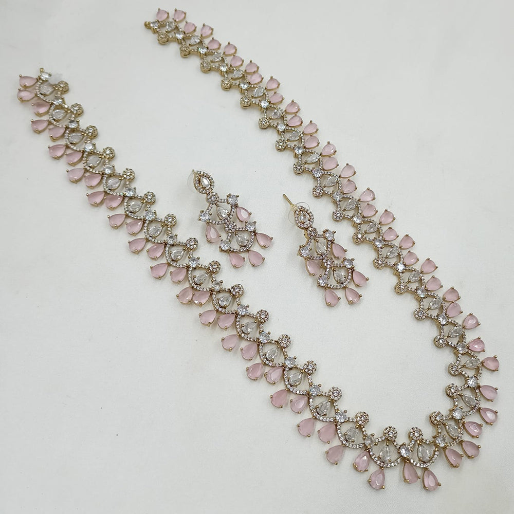 NAFJ Grand American Diamond Statement Long Necklace Set