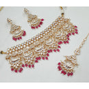 NAFJ Kundan Stone Pearl And Beads Designer Choker Necklace Set