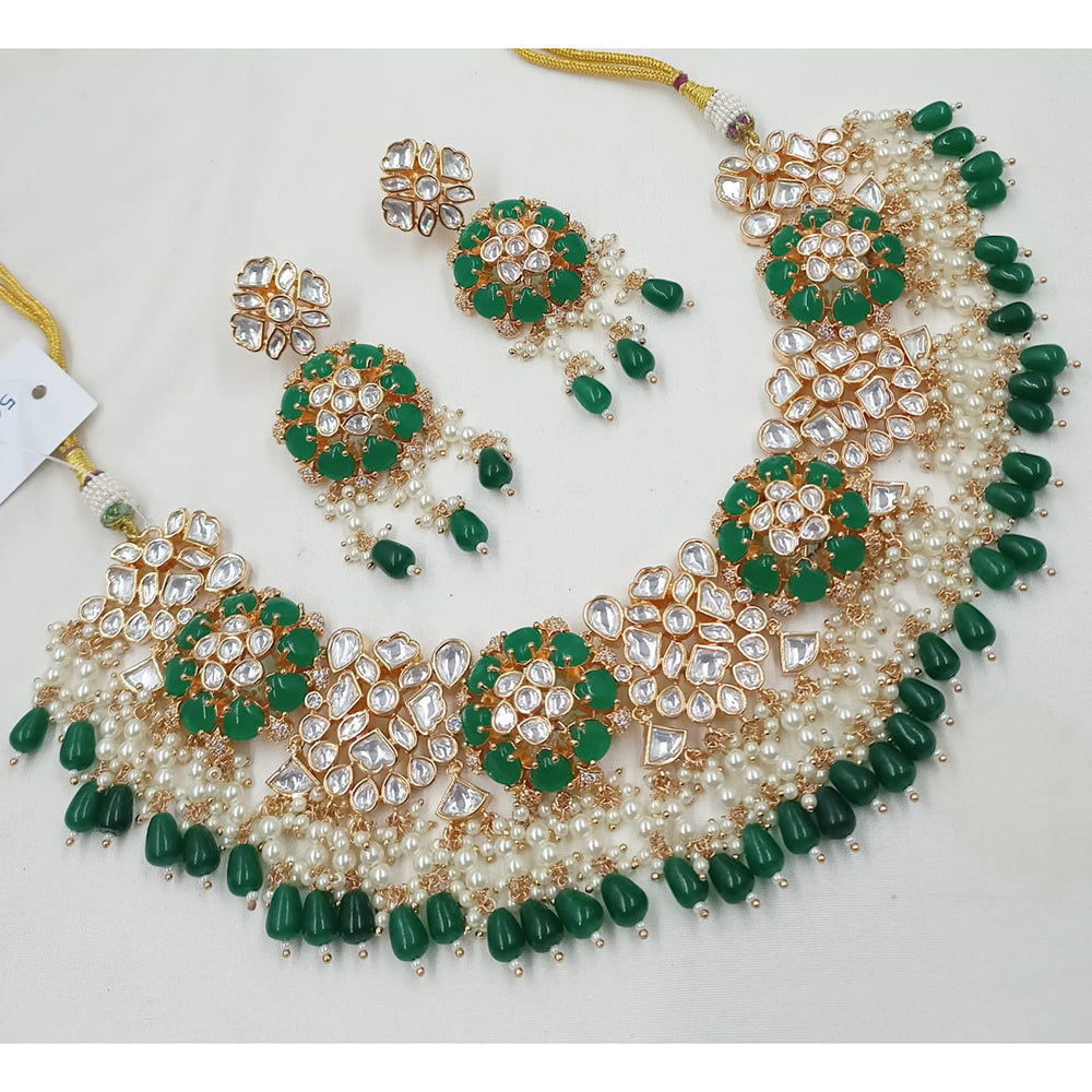NAFJ Kundan Stone Pearl And Beads Designer Necklace Set
