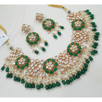 NAFJ Kundan Stone Pearl And Beads Designer Necklace Set