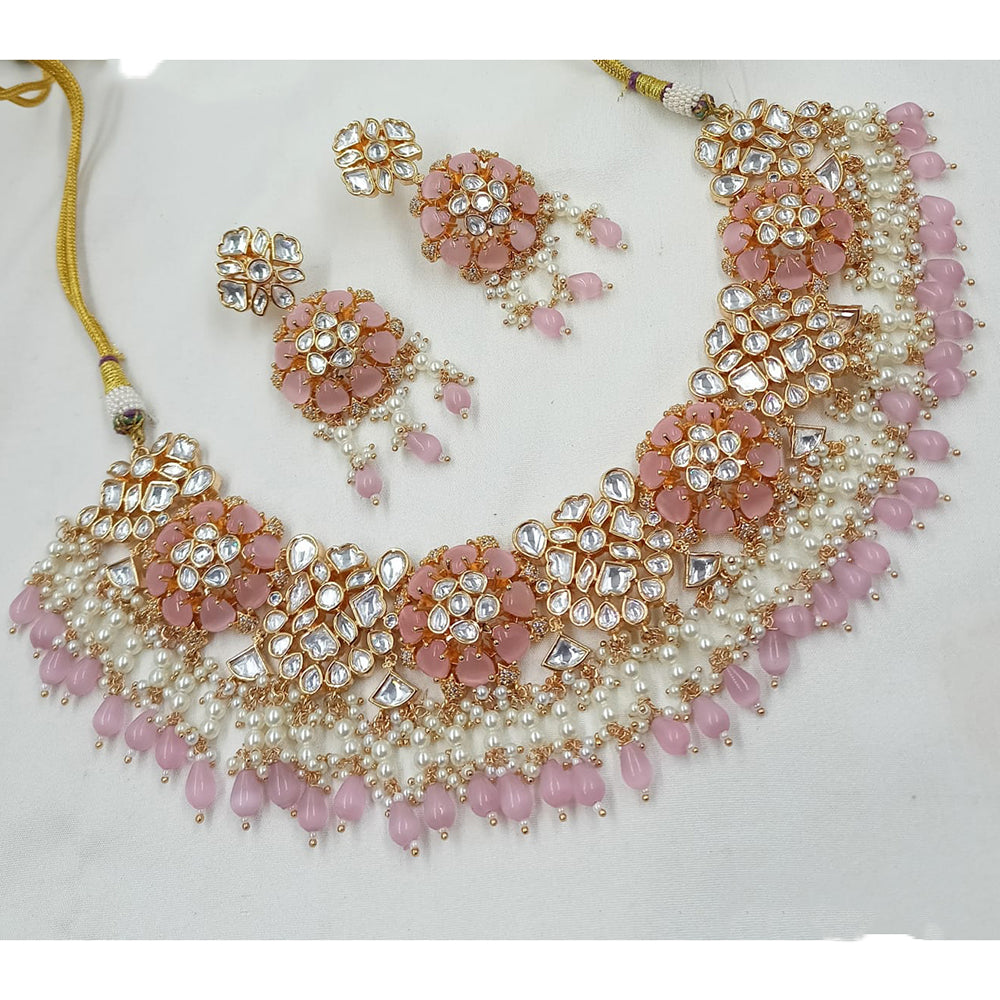 NAFJ Kundan Stone Pearl And Beads Designer Necklace Set