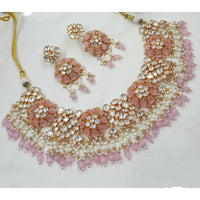 NAFJ Kundan Stone Pearl And Beads Designer Necklace Set